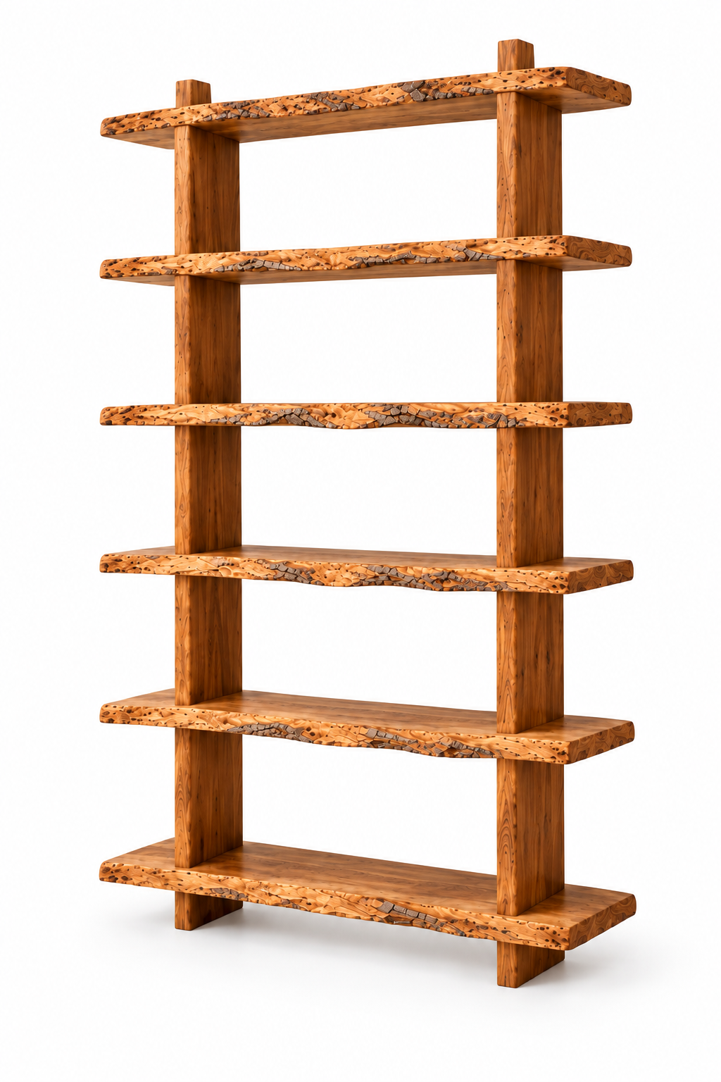 Estante Bosque 120 cm em iroko maciço, vista de lado